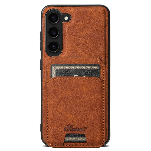 SUTENI H16 For Samsung Galaxy S23+ PU+TPU Cell Phone Cases Magnetic Detachable Cover - Khaki - 1