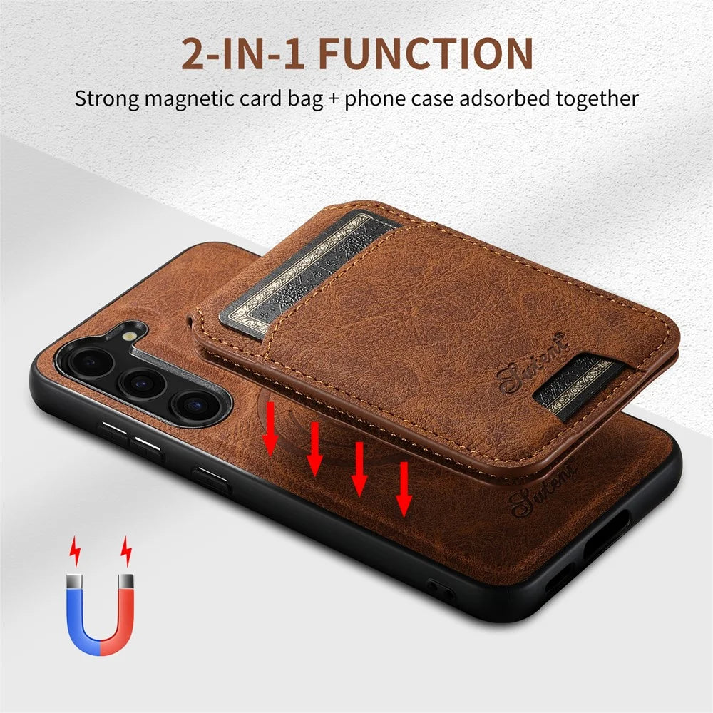 SUTENI H16 For Samsung Galaxy S23+ PU+TPU Cell Phone Cases Magnetic Detachable Cover - Khaki - 7