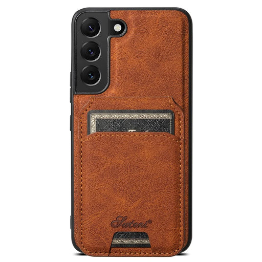 SUTENI H16 For Samsung Galaxy S22 5G Magnetic Detachable Cell Phone Cases PU+TPU Bump Proof Cover - Khaki - 1