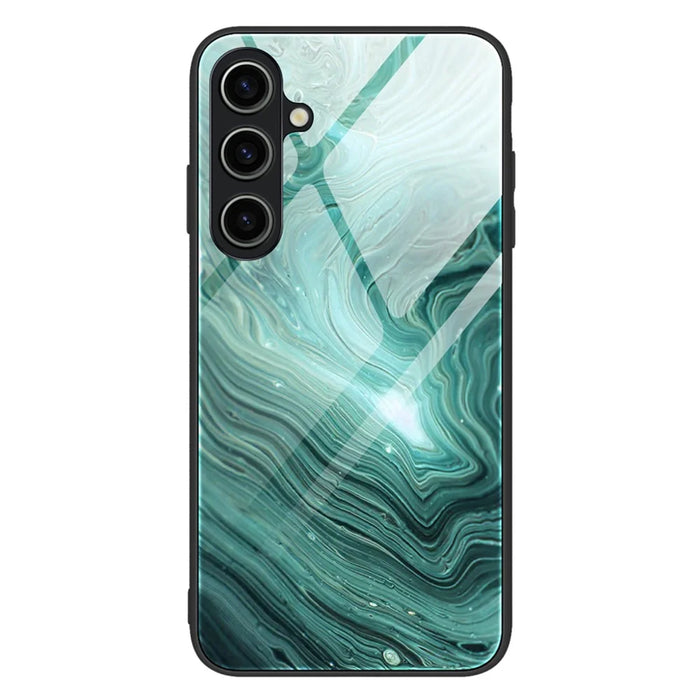 For Samsung Galaxy A05s 4G Case Marble Pattern Tempered Glass+PC+TPU Slim Phone Cover - DL02 - 1
