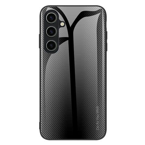 Tempered Glass + TPU Phone Case for Samsung Galaxy A05s 4G Carbon Fiber Texture Phone Cover - Black - 1