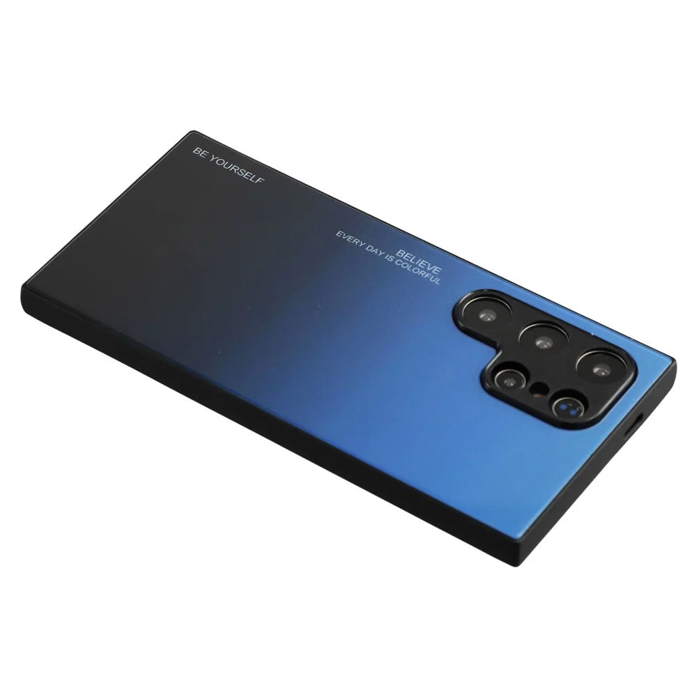 For Samsung Galaxy S24 Ultra Case Protective Gradient Color Tempered Glass PC TPU Phone Cover - Blue / Black - 5