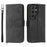 For Samsung Galaxy S24 Ultra Case Skin-touch Wallet Stand Leather Cover with Straps - Black - 1