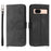 For Google Pixel 8a Case Multiple Card Slots Leather Cover with Hand Strap + Shoulder Strap - Black - 1