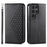 For Samsung Galaxy S24 Ultra Case Imprinted PU Leather+TPU Cell Phone Wallet Cover - Black - 1