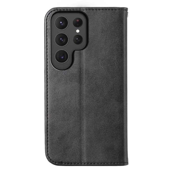 For Samsung Galaxy S24 Ultra Case Imprinted PU Leather+TPU Cell Phone Wallet Cover - Black - 7