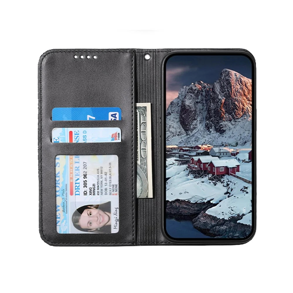 For Samsung Galaxy A25 5G (Global) (161.0 x 76.5 x 8.3mm) Case Calf Texture Imprinted Rhombus Pattern Phone Cover - Black - 3