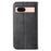 For Google Pixel 8a Case Imprinted Rhombus Pattern PU Leather Phone Cover with Handy Strap - Black - 7
