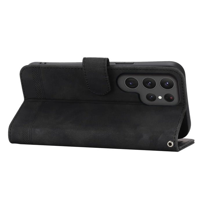 DIERFENG DF-03 For Samsung Galaxy S24 Ultra Case Imprinted Stand PU Leather Phone Protector - Black - 3