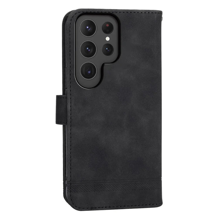 DIERFENG DF-03 For Samsung Galaxy S24 Ultra Case Imprinted Stand PU Leather Phone Protector - Black - 6