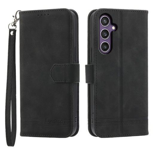 DIERFENG DF-03 For Samsung Galaxy S24+ Case PU Leather Flip Cell Phone Wallet Cover - Black - 1