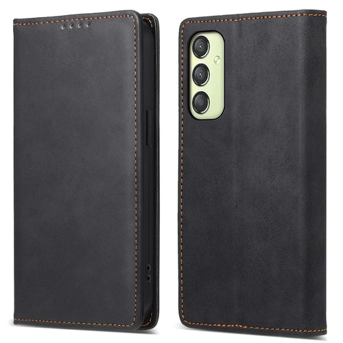 DF-05 For Samsung Galaxy A25 5G (Global) (161.0 x 76.5 x 8.3mm) Cell Phone Case RFID Blocking PU Leather Stand Cover - Black - 1