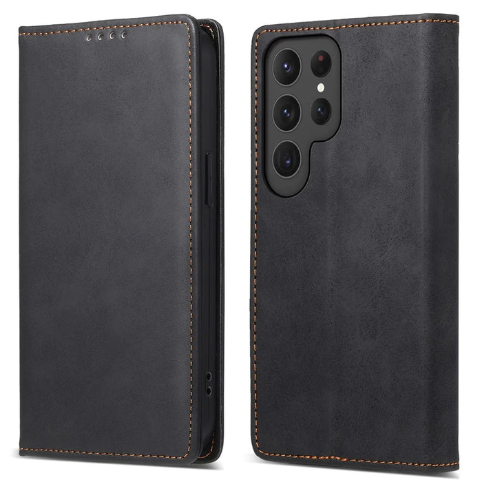 DF-05 For Samsung Galaxy S24 Ultra Case RFID Blocking PU Leather Phone Cover Wallet - Black - 1
