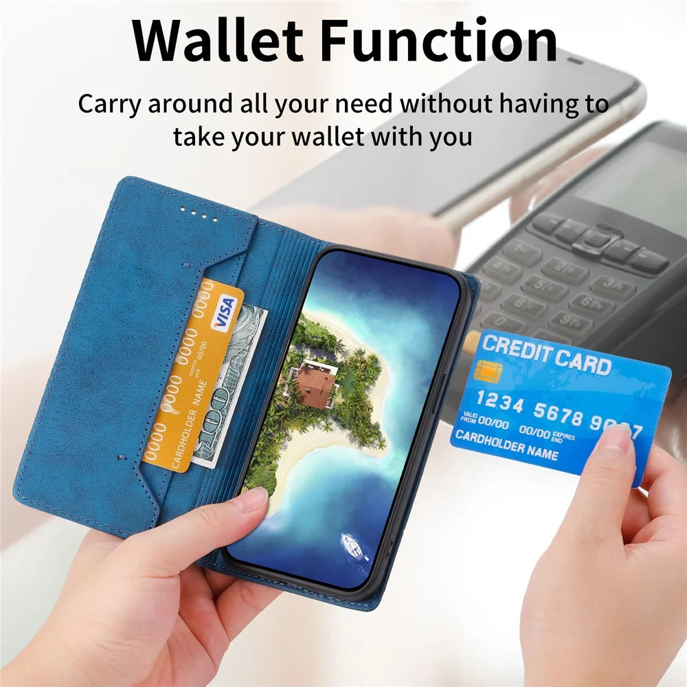 DF-05 For Google Pixel 8a Cell Phone Case RFID Blocking PU Leather Wallet Mobile Phone Cover - Blue - 5