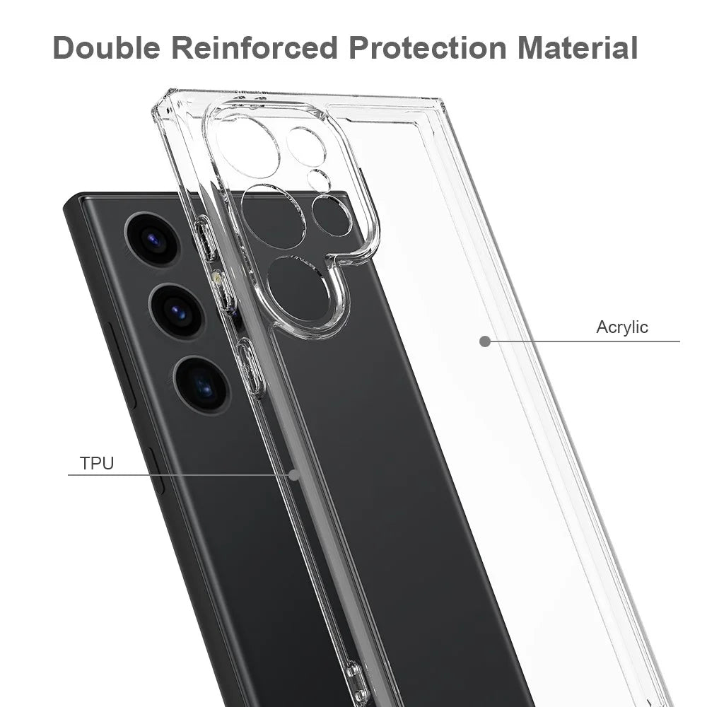 For Samsung Galaxy S24 Ultra Case Transparent Acrylic+TPU Phone Guard Cover - 5