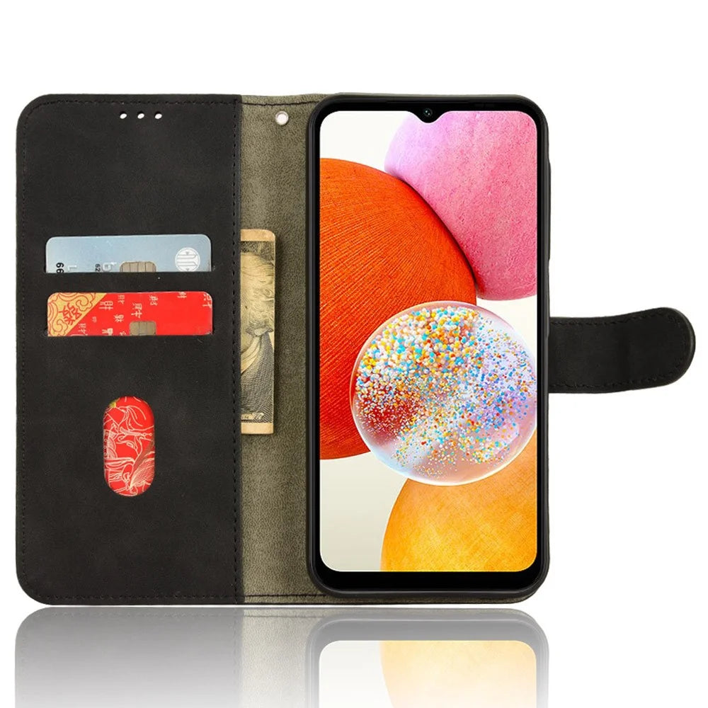 For Samsung Galaxy A15 4G Phone Case TPU+PU Leather Skin-touch Feeling Stand Phone Cover - Black - 2