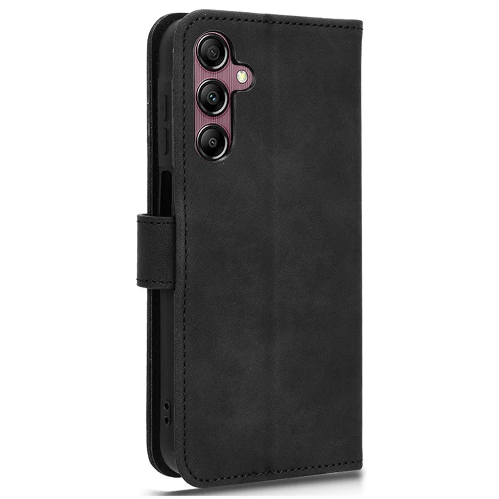 For Samsung Galaxy A15 4G Phone Case TPU+PU Leather Skin-touch Feeling Stand Phone Cover - Black - 5