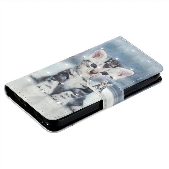 For Samsung Galaxy A05s 4G Leather Case 3D Pattern Printing Wallet Phone Cover - Cat - 4