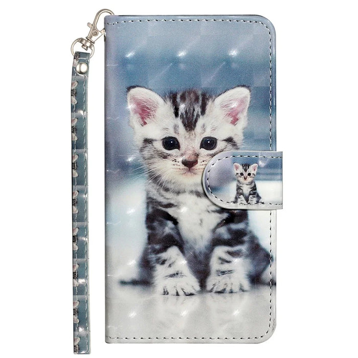For Samsung Galaxy A05s 4G Leather Case 3D Pattern Printing Wallet Phone Cover - Cat - 6