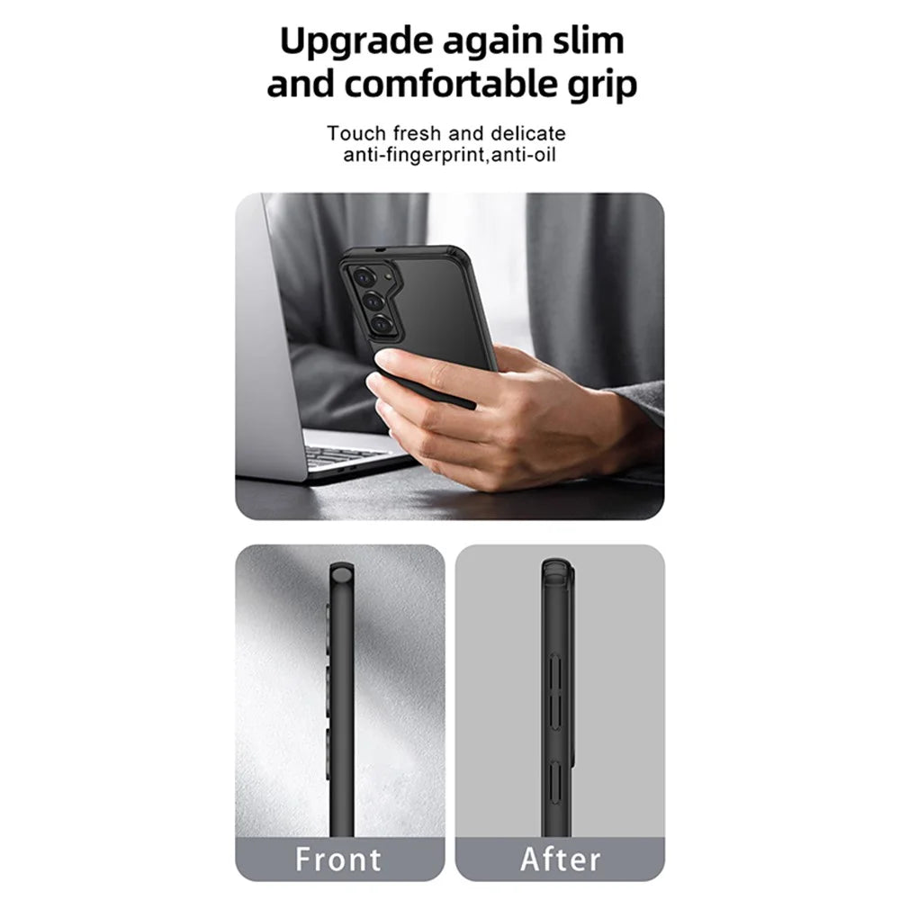 For Samsung Galaxy S24 Case Scratch-resistant PC+TPU Phone Shell - Matte Black - 7