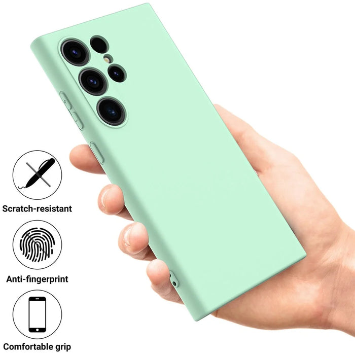 For Samsung Galaxy S24 Ultra Case Shockproof Liquid Silicone Smartphone Cover with Strap - Green - 5