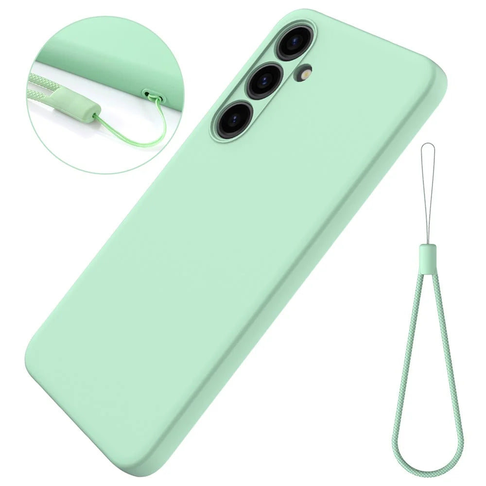 For Samsung Galaxy S24 Case Slim-Fit Soft Liner Liquid Silicone Phone Shell - Green - 1