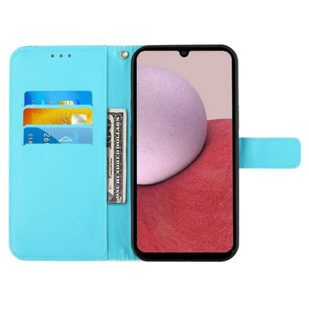 For Samsung Galaxy S24 Leather Case 3D Pattern Printing Wallet Stand Mobile Cover with Strap - Grey Owl - 2