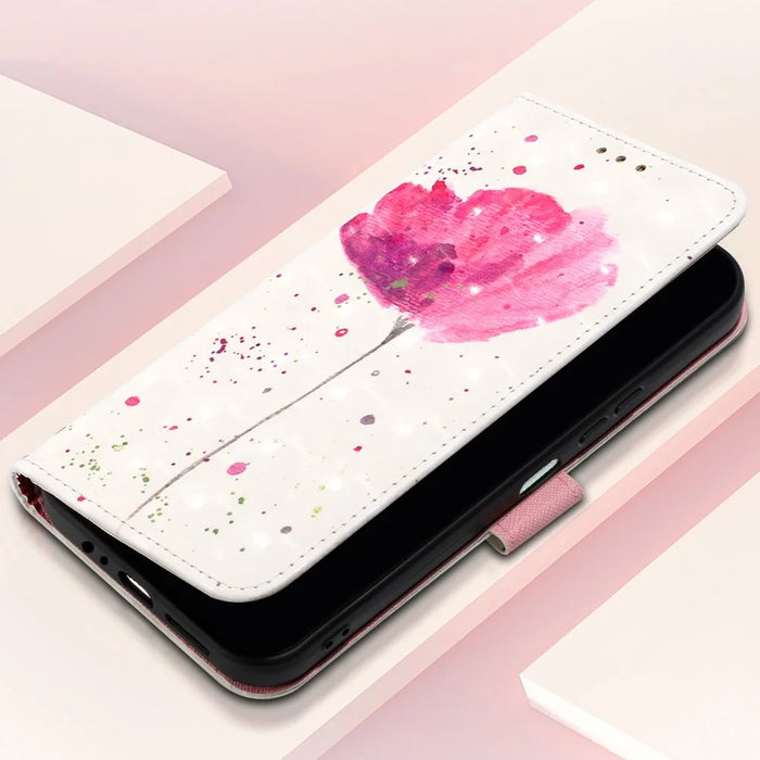 For Samsung Galaxy S24 Ultra Leather Case 3D Pattern Printing Wallet Stand Mobile Cover with Strap - Flower - 7