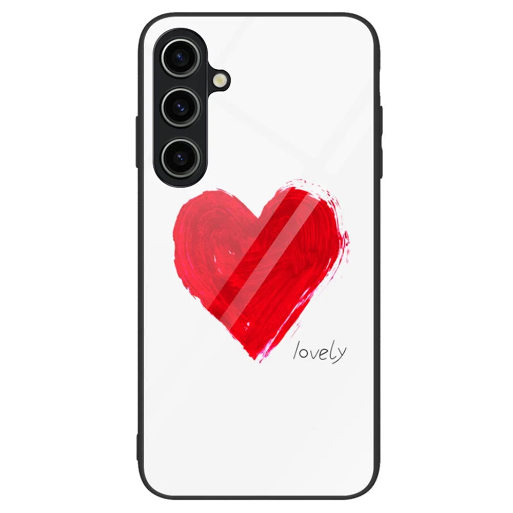 For Samsung Galaxy A25 5G (Global) (161.0 x 76.5 x 8.3mm) Case Pattern Printing Tempered Glass Back Phone Cover - Lovely - 1
