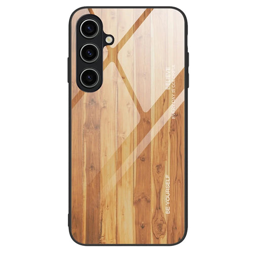 For Samsung Galaxy A25 5G (Global) (161.0 x 76.5 x 8.3mm) Case TPU Frame Tempered Glass Back Phone Cover - Brown - 1