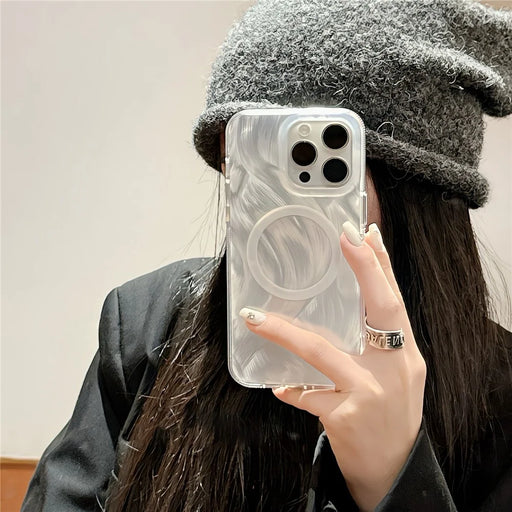 XUNDD For iPhone 15 Pro Magnetic Case Compatible with MagSafe TPU+Acrylic IMD Shell Pattern Phone Cover - White - 2
