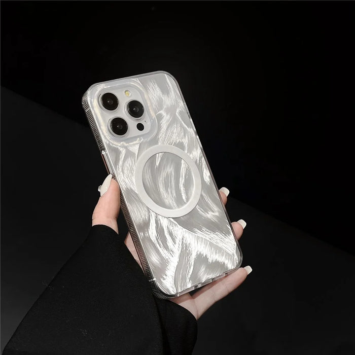 XUNDD For iPhone 15 Pro Magnetic Case Compatible with MagSafe TPU+Acrylic IMD Shell Pattern Phone Cover - White - 3