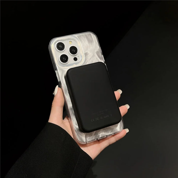XUNDD For iPhone 15 Pro Magnetic Case Compatible with MagSafe TPU+Acrylic IMD Shell Pattern Phone Cover - White - 4