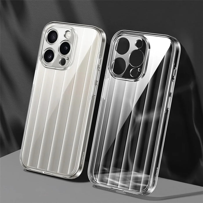 XUNDD Greya Series For iPhone 15 Pro Max Cell Phone Case Stripe Design PC+TPU Clear Cover - Transparent - 1