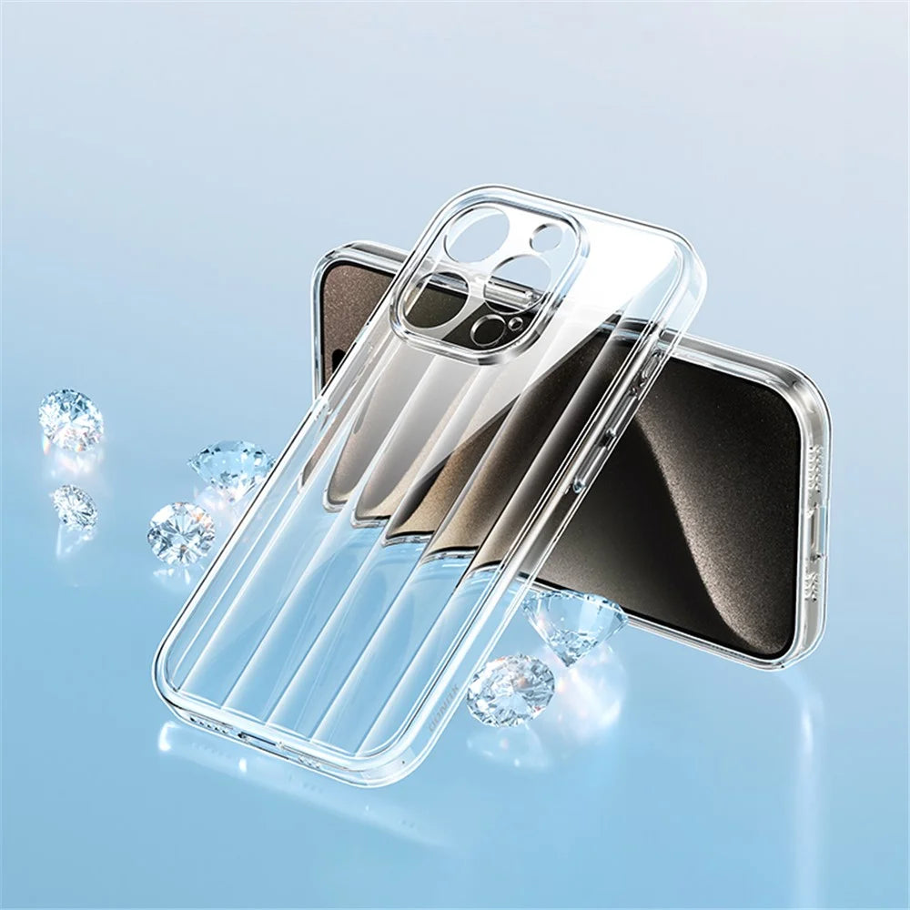 XUNDD Greya Series For iPhone 15 Pro Cell Phone Case Vertical Stripes PC+TPU Clear Cover - Transparent - 6