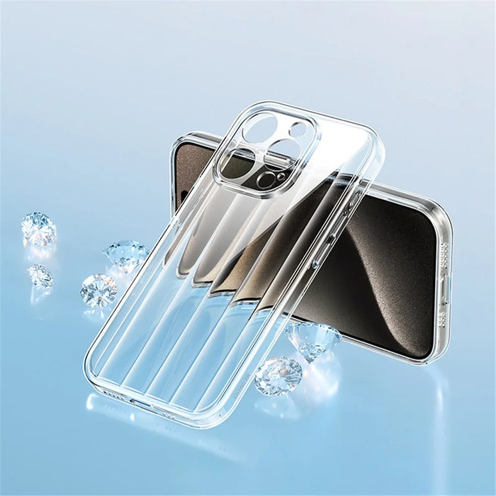 XUNDD Greya Series For iPhone 15 Pro Cell Phone Case Vertical Stripes PC+TPU Clear Cover - Transparent - 6