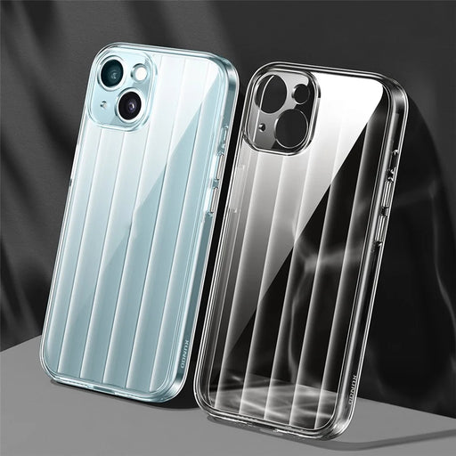 XUNDD Greya Series For iPhone 15 Case Stripe Design PC+TPU Shockproof Phone Cover - Transparent - 1