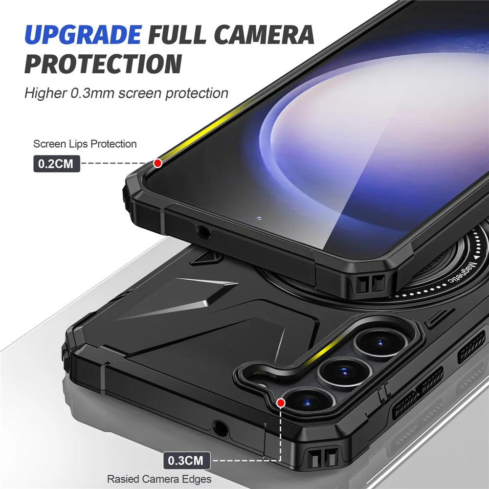For Samsung Galaxy S23 Case TPU+PC Kickstand Magnetic Phone Cover - Black - 6