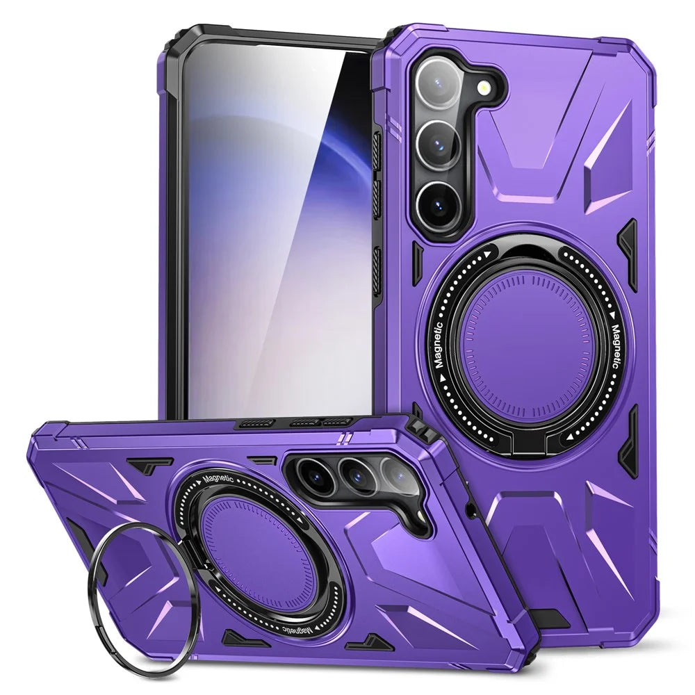 For Samsung Galaxy S23+ Case Magnetic TPU+PC Phone Back Cover with Kickstand - Purple - 1