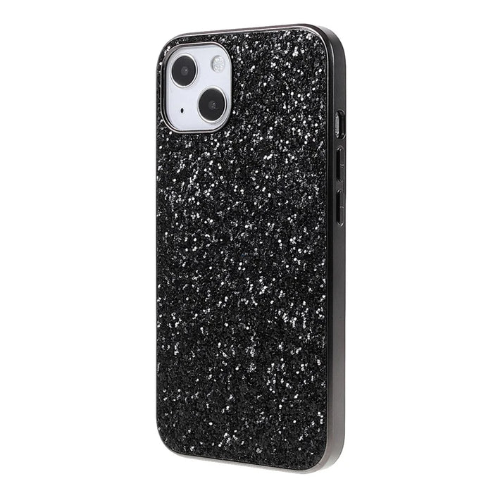 For iPhone 14 Plus Case Electroplating Frame Glitter Sequins Phone Cover - Black - 3
