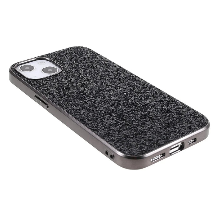 For iPhone 14 Plus Case Electroplating Frame Glitter Sequins Phone Cover - Black - 4