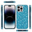 For iPhone 14 Pro Case Glitter Sequins Electroplating TPU Frame PC Back Cover - Blue - 2