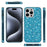 For iPhone 15 Pro Max Phone Case Shiny Glitter Sequins TPU + PC Cover - Blue - 2