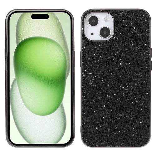 For iPhone 15 Phone Case Electroplating Frame TPU + PC Glitter Cover - Black - 1