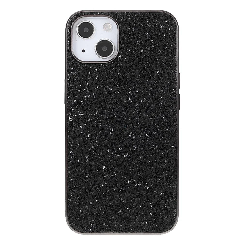 For iPhone 15 Phone Case Electroplating Frame TPU + PC Glitter Cover - Black - 2