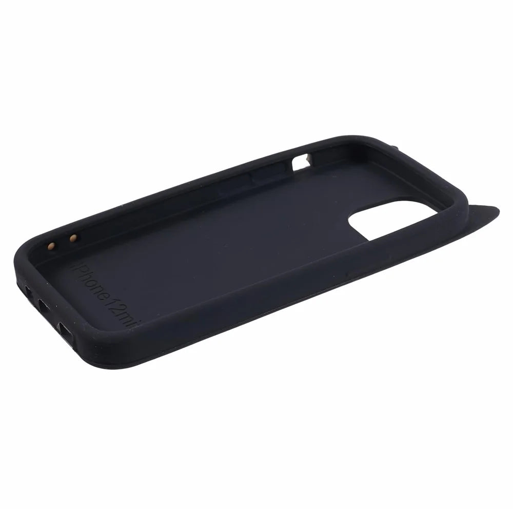 For iPhone 12 mini 5.4 inch Cell Phone Cases 3D Moustache Cat Silicone Back Cover - Black - 5