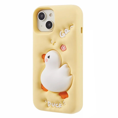 For iPhone 13 Silicone Case 3D Cartoon Duck Pattern Anti-scratch Phone Cover - 1
