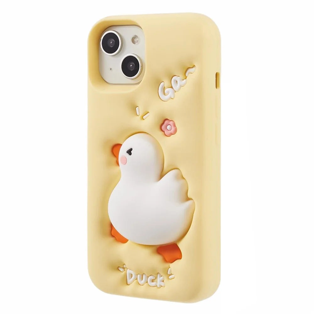 For iPhone 13 Silicone Case 3D Cartoon Duck Pattern Anti-scratch Phone Cover - 1