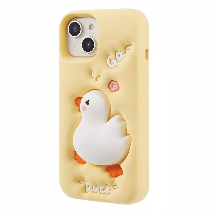 For iPhone 13 Silicone Case 3D Cartoon Duck Pattern Anti-scratch Phone Cover - 1