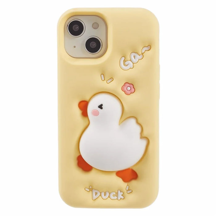 For iPhone 13 Silicone Case 3D Cartoon Duck Pattern Anti-scratch Phone Cover - 3